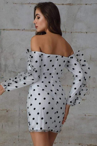 Chiffon Dot Mini  Casual Dress