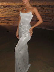 Exquisite Unique Light Charming Fabric Pleated Maxi Dress