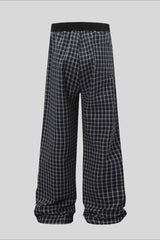 Plaid Button Front Straight Leg Pants