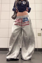 Washed Graphic Barrel Leg Sweatpants