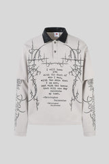 Barbed Wire Graphic Layered Polo Collar Tee
