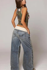 Y2K Hip-hop Stitching Retro Wide-leg Jeans