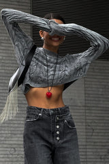 Slim Fit Cropped Knit Sweater