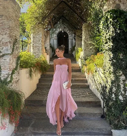 Ruffle Strapless Maxi Dress