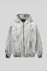 Washed Raw Seam Zip Up Jacket