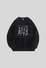 Washed Figure Graphic Oversized Crew Neck Sweatshirt