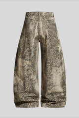 Leopard Print Cargo Wide Leg Jeans
