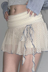 Retro Polka Dot Tie Mini Skirt