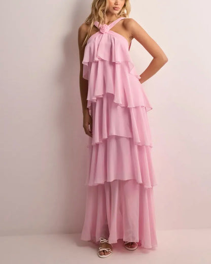 Ruffle Backless Maxi Dress