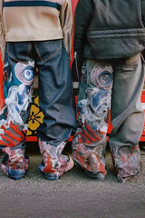 Illustrated Eye Straight Leg Washed Jeans