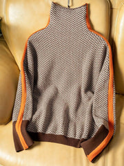 OLIVA - BOLD STRIPED HIGH NECK KNITWEAR