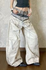 Digital Graphic Low Rise Straight Leg Jeans