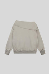 Asymmetric High Neck Angel Rhinestone Sweatshirt