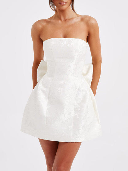 Amelia-Jacquard Knot Short Dress