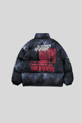 Washed Back Graphic Oversized Puffer Jacket