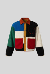 Color Block Sherpa Patch Pocket Coat