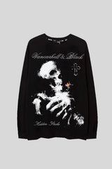 Gothic Skeleton Symbol Graphic Oversized Sweatshirt