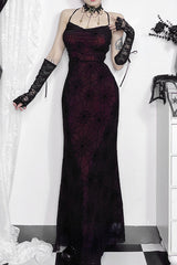 Cowl Neck Backless Spider Gothic Dress
