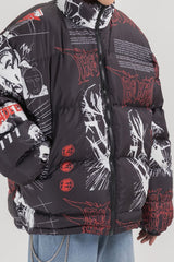 Anime All Over Graphic Puffer Jacket