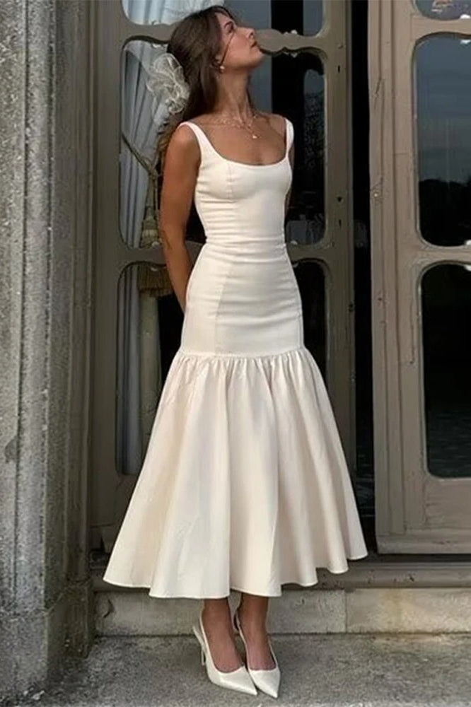 Slim Fit Patchwork A-Line Maxi Dress