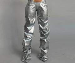 Pleated Gothic Loose Waist Trouser Silver / S