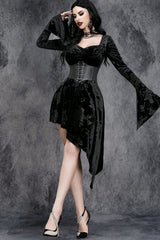 V-Neck Flare Sleeve Gothic Dress