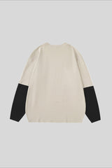 Cartoon Graphic Contrast Layered Long Sleeve Tee