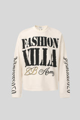 Gothic Typography Waffle Oversized Long Sleeve Tee