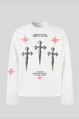 Gothic Cross Graphic Long Sleeve T-Shirt