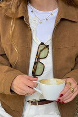 Suede Zip Up Bomber Jacket