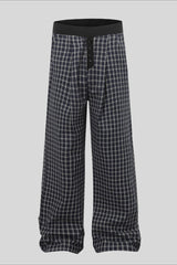 Plaid Button Front Straight Leg Pants