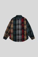 Patchwork Plaid Relaxed Long Sleeve Shirt