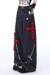Red Cross Patch Distressed Jeans