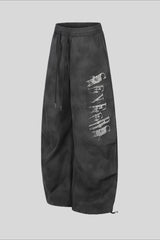 Rhinestone Curved Wide Leg Sweatpants