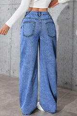 Casual High Waist Relaxed Straight Leg Jeans