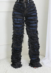 Striped Medieval High Waist Zipper Pant Black / S
