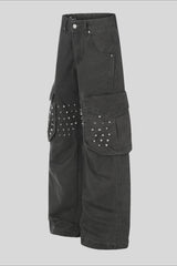 Studded Pocket Wide Leg Cargo Pants