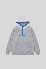 Cable Hood Contrast Placket Hoodie