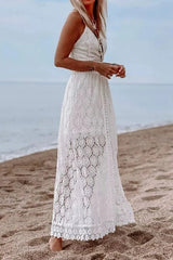 Hollow Out Spaghetti Strap Casual Maxi Dress