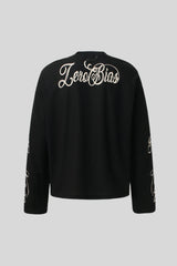 Gothic Typography Waffle Oversized Long Sleeve Tee