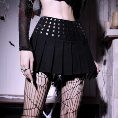 Rivet Tall Stretchy Pleated Skirt Black / S