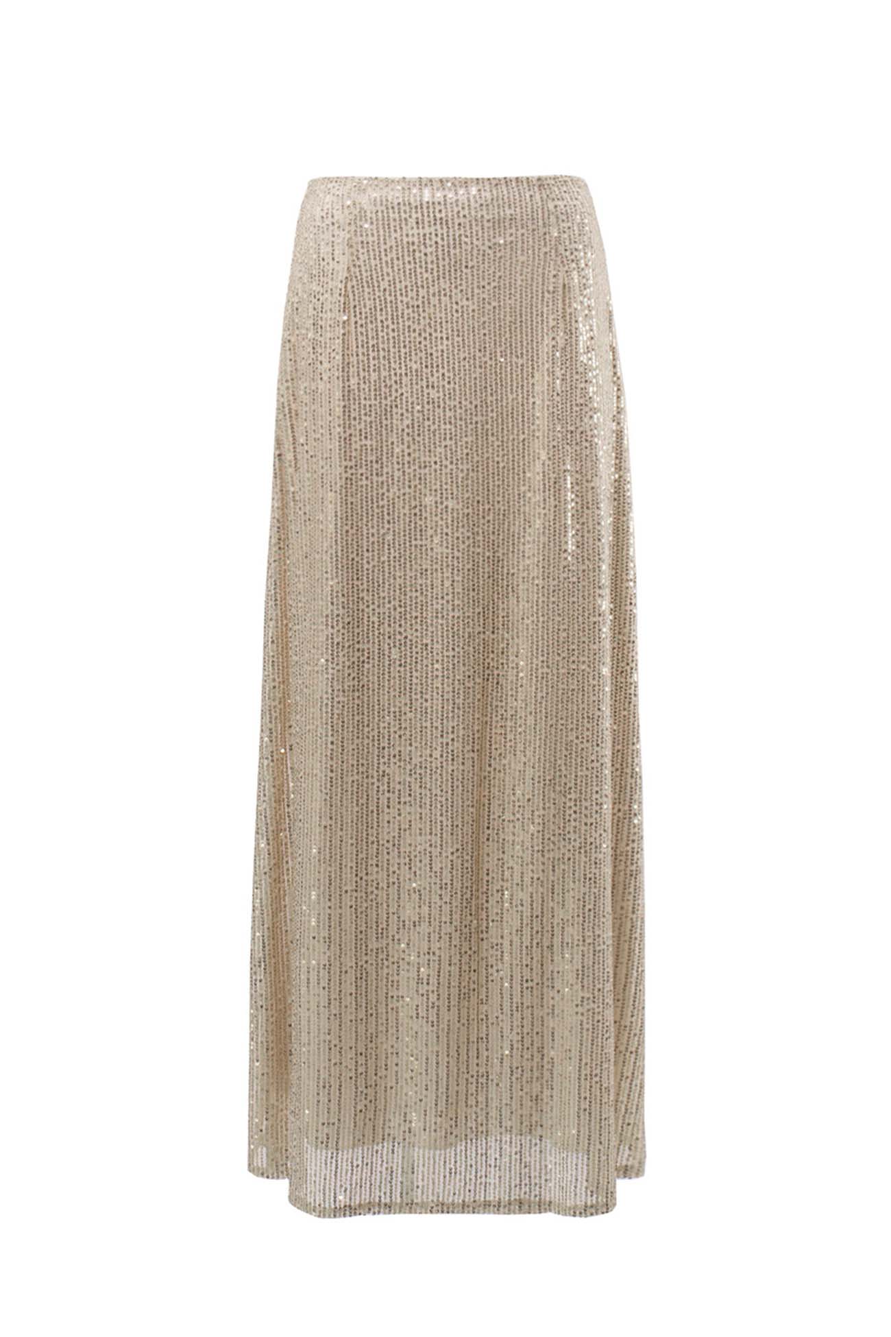 Solid Color Sequin Maxi Skirt