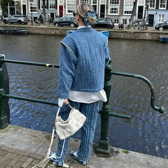Floral Embroidery Flying Sleeve Stand-Up Collar Thin Jacket