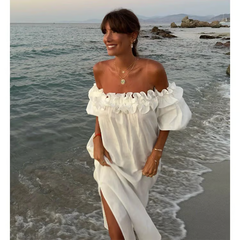 Gracie - Off Shoulder Puff Sleeve Maxi Dress