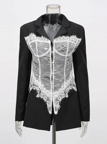 Lace Corset Blazer in Black