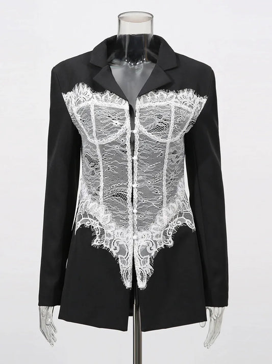 Lace Corset Blazer in Black