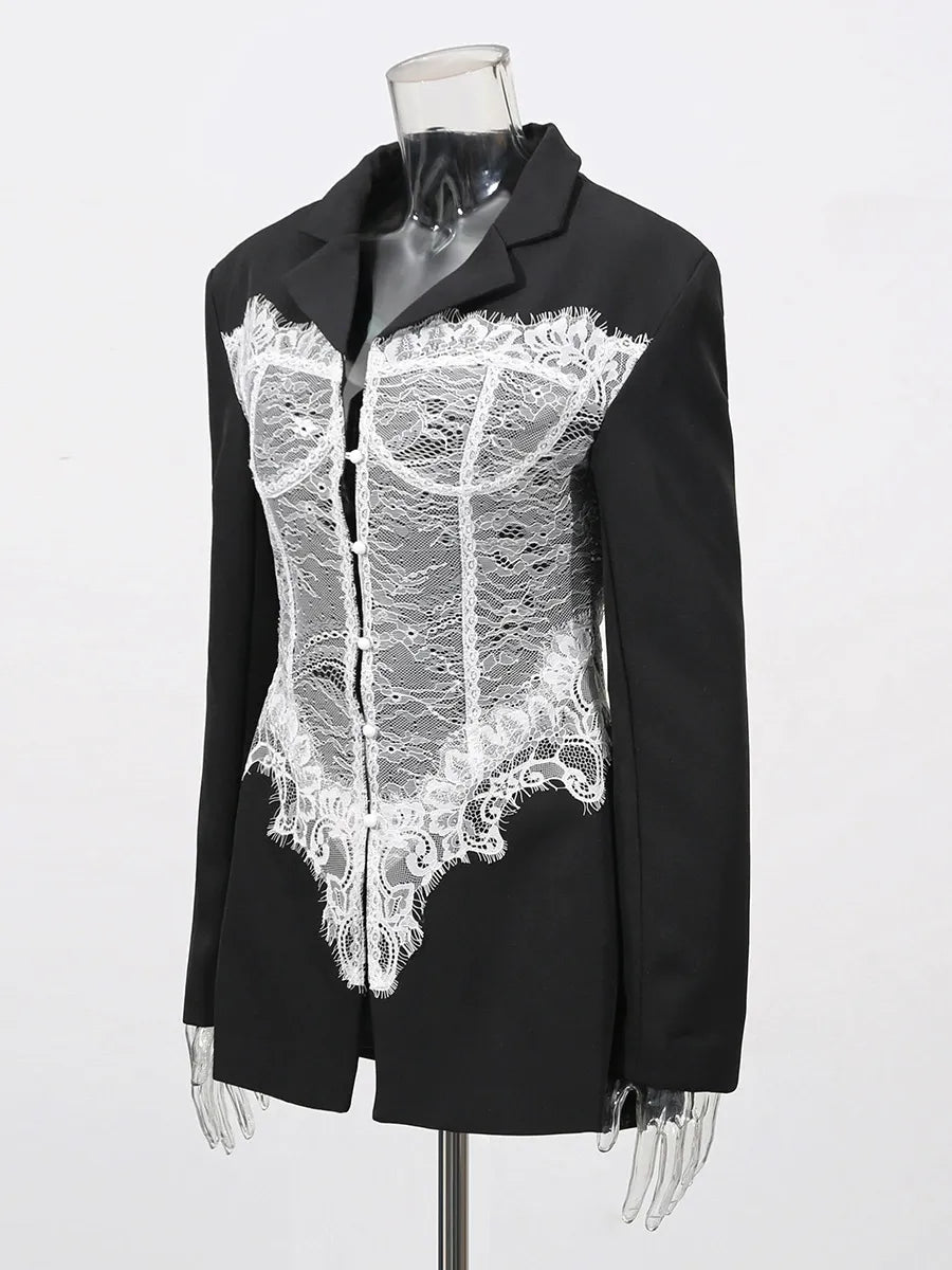 Lace Corset Blazer in Black
