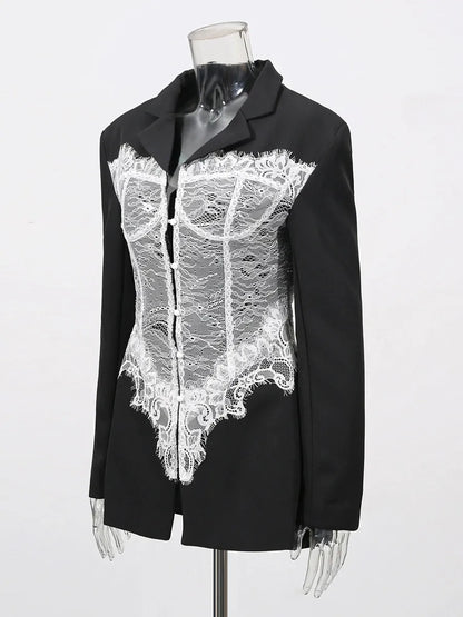 Lace Corset Blazer in Black