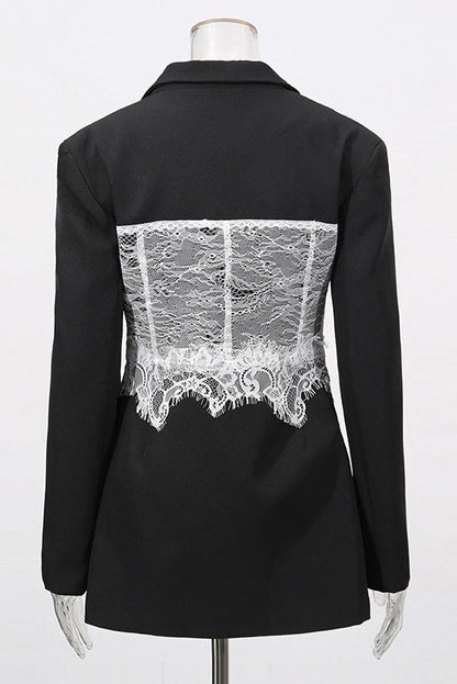 Lace Corset Blazer in Black