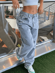 Light Wash Denim Boyfriend Jeans Blue / S Jeans